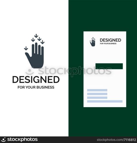 Gesture, Hand, Arrow, Down Grey Logo Design and Business Card Template