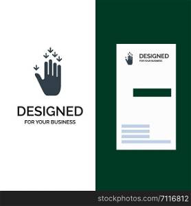 Gesture, Hand, Arrow, Down Grey Logo Design and Business Card Template
