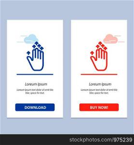 Gesture, Hand arrow, Up Blue and Red Download and Buy Now web Widget Card Template