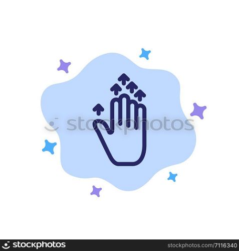 Gesture, Hand arrow, Up Blue Icon on Abstract Cloud Background