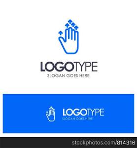 Gesture, Hand arrow, Up Blue Outline Logo Place for Tagline