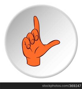 Gesture idea icon in cartoon style on white circle background. Gestural symbol vector illustration. Gesture idea icon, cartoon style