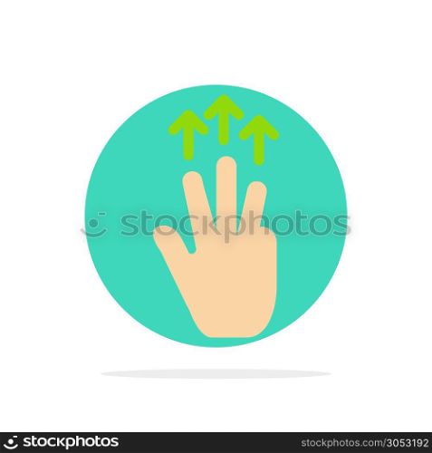 Gestures, Hand, Mobile, Three Finger, Touch Abstract Circle Background Flat color Icon