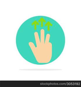 Gestures, Hand, Mobile, Three Finger, Touch Abstract Circle Background Flat color Icon