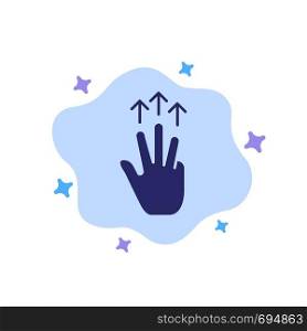 Gestures, Hand, Mobile, Three Finger, Touch Blue Icon on Abstract Cloud Background