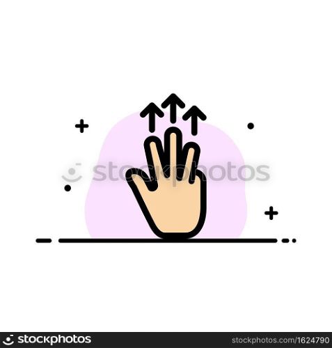 Gestures, Hand, Mobile, Three Finger, Touch  Business Flat Line Filled Icon Vector Banner Template