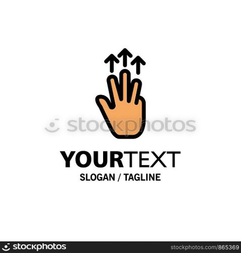 Gestures, Hand, Mobile, Three Finger, Touch Business Logo Template. Flat Color