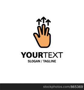Gestures, Hand, Mobile, Three Finger, Touch Business Logo Template. Flat Color