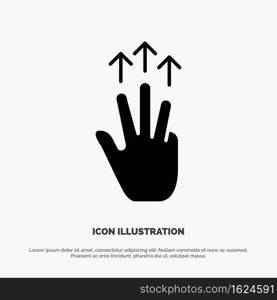 Gestures, Hand, Mobile, Three Finger, Touch solid Glyph Icon vector