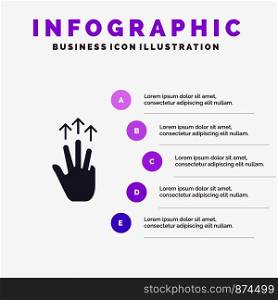 Gestures, Hand, Mobile, Three Finger, Touch Solid Icon Infographics 5 Steps Presentation Background
