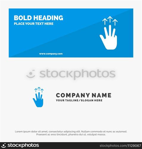 Gestures, Hand, Mobile, Three Finger, Touch SOlid Icon Website Banner and Business Logo Template