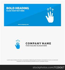 Gestures, Hand, Mobile, Three Finger, Touch SOlid Icon Website Banner and Business Logo Template