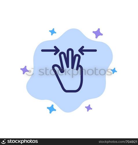 Gestures, Hand, Mobile, Three Fingers Blue Icon on Abstract Cloud Background