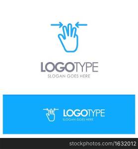 Gestures, Hand, Mobile, Three Fingers Blue Outline Logo Place for Tagline