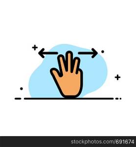 Gestures, Hand, Mobile, Three Fingers Business Flat Line Filled Icon Vector Banner Template