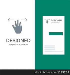 Gestures, Hand, Mobile, Three Fingers Grey Logo Design and Business Card Template