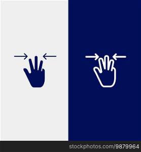 Gestures, Hand, Mobile, Three Fingers Line and Glyph Solid icon Blue banner Line and Glyph Solid icon Blue banner