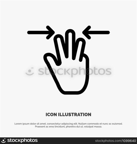 Gestures, Hand, Mobile, Three Fingers Line Icon Vector