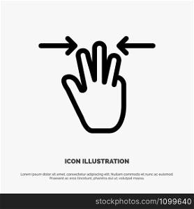 Gestures, Hand, Mobile, Three Fingers Line Icon Vector