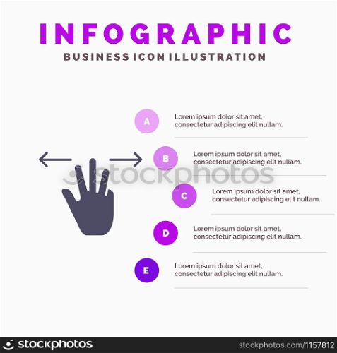 Gestures, Hand, Mobile, Three Fingers Solid Icon Infographics 5 Steps Presentation Background