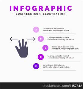 Gestures, Hand, Mobile, Three Fingers Solid Icon Infographics 5 Steps Presentation Background