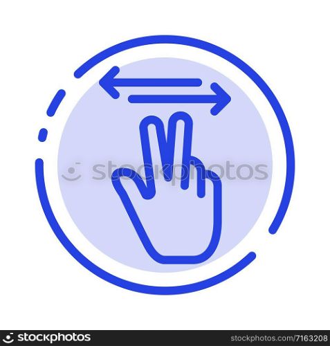 Gestures, Hand, Mobile, Touch Blue Dotted Line Line Icon