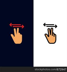 Gestures, Hand, Mobile, Touch Icons. Flat and Line Filled Icon Set Vector Blue Background