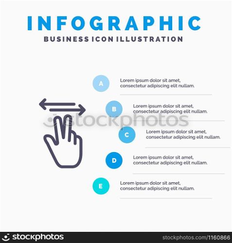 Gestures, Hand, Mobile, Touch Line icon with 5 steps presentation infographics Background