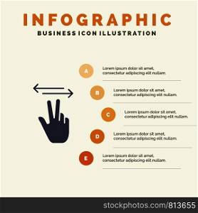 Gestures, Hand, Mobile, Touch Solid Icon Infographics 5 Steps Presentation Background