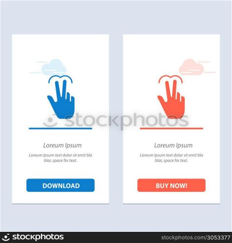 Gestures, Hand, Mobile, Touch, Tab Blue and Red Download and Buy Now web Widget Card Template