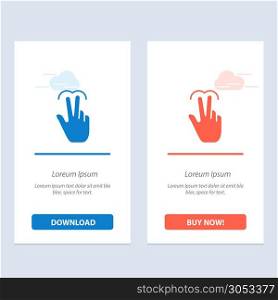 Gestures, Hand, Mobile, Touch, Tab Blue and Red Download and Buy Now web Widget Card Template