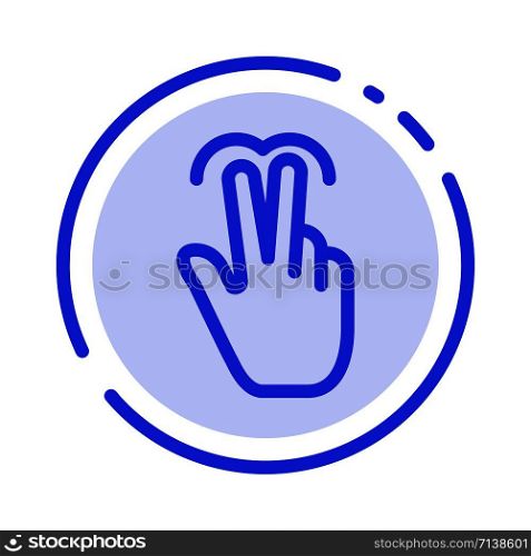 Gestures, Hand, Mobile, Touch, Tab Blue Dotted Line Line Icon