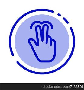 Gestures, Hand, Mobile, Touch, Tab Blue Dotted Line Line Icon
