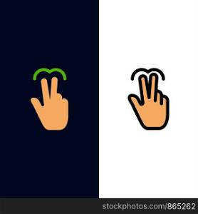 Gestures, Hand, Mobile, Touch, Tab Icons. Flat and Line Filled Icon Set Vector Blue Background