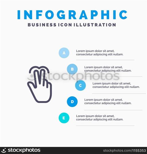 Gestures, Hand, Mobile, Touch, Tab Line icon with 5 steps presentation infographics Background