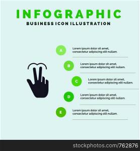 Gestures, Hand, Mobile, Touch, Tab Solid Icon Infographics 5 Steps Presentation Background