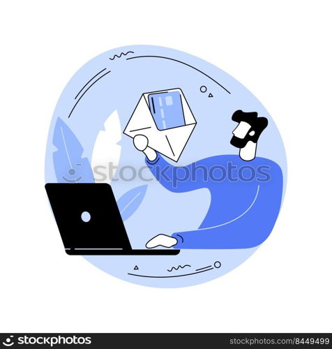 Get a card by mail isolated cartoon vector illustrations. Happy woman holding a credit card in hands, current account owner, business people, banking service, issuing debit vector cartoon.. Get a card by mail isolated cartoon vector illustrations.