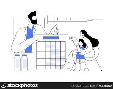 Get a copy of childs vaccination record abstract concept vector illustration. Doctor giving child’s vaccination record to parents, citizen services, government sector abstract metaphor.. Get a copy of childs vaccination record abstract concept vector illustration.