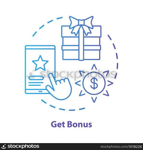 Get bonus concept icon. Gifts & prizes idea thin line illustration. Cashback, redeem points. Reward program. Discounts and special offers. Vector isolated outline drawing
