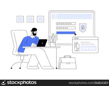 Get business identification number abstract concept vector illustration. Businessman registering with IRS, getting tax ID process, government agency, bureaucracy sector abstract metaphor.. Get business identification number abstract concept vector illustration.