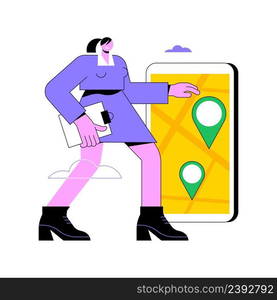 Get directions abstract concept vector illustration. Company address, contact us page, website menu bar, navigation, maps and location, customer information, user experience abstract metaphor.. Get directions abstract concept vector illustration.