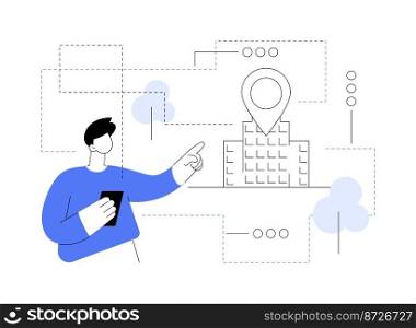 Get directions abstract concept vector illustration. Company address, contact us page, website menu bar, navigation, maps and location, customer information, user experience abstract metaphor.. Get directions abstract concept vector illustration.