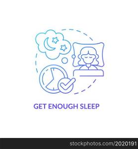 Get enough sleep blue gradient concept icon. Mental health during pregnancy abstract idea thin line illustration. Avoid complications. Boost immune system. Vector isolated outline color drawing. Get enough sleep blue gradient concept icon