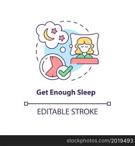 Get enough sleep concept icon. Mental health during pregnancy abstract idea thin line illustration. Consistent sleep schedule. Stress reduction. Vector isolated outline color drawing. Editable stroke. Get enough sleep concept icon