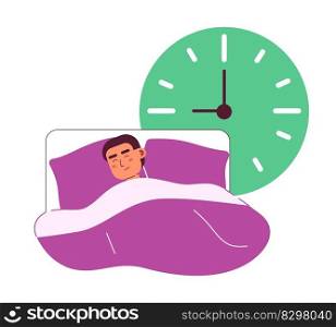 Get enough sleep flat concept vector spot illustration. Editable 2D cartoon character on white for web UI design. Healthy rest at night creative hero image for website landings, mobile headers. Get enough sleep flat concept vector spot illustration