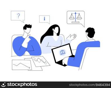 Get free legal help abstract concept vector illustration. Family getting advice from government representative, social security services, financial aid, citizen benefits abstract metaphor.. Get free legal help abstract concept vector illustration.