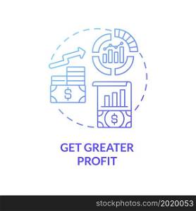 Get greater profit blue gradient concept icon. Importance of business expansion abstract idea thin line illustration. Increase turnover of company. Vector isolated outline color drawing. Get greater profit blue gradient concept icon