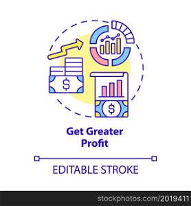 Get greater profit concept icon. Importance of business expansion abstract idea thin line illustration. Increase turnover and income of company. Vector isolated outline color drawing. Editable stroke. Get greater profit concept icon