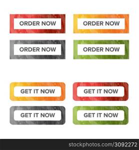 Get it now color buttons design set. Get it now color buttons