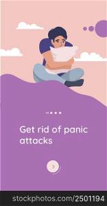 Get rid of panic attacks app banner. Illustration for mobile application psychology and help with stress